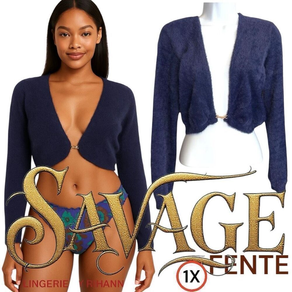 New FENTY SALVAGE Lingerie by Rihanna Violet Soft Faux Fur long Sleeve Warm 1X